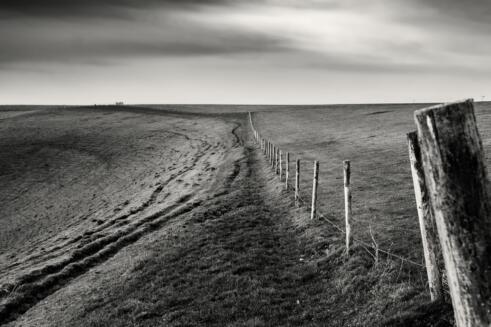 Circular walk at Mere Downs on a stormy day, Wiltshire, Uk